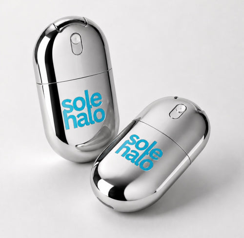 Two Sole Halo Cooling Mist bottles, the Sole Mate Duo 2 pack, on a white background