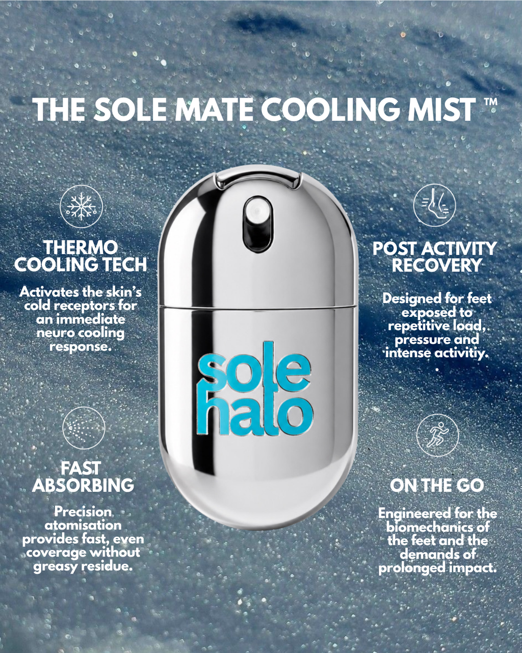 Sole Halo Sole Mate Cooling Mist chrome bottle